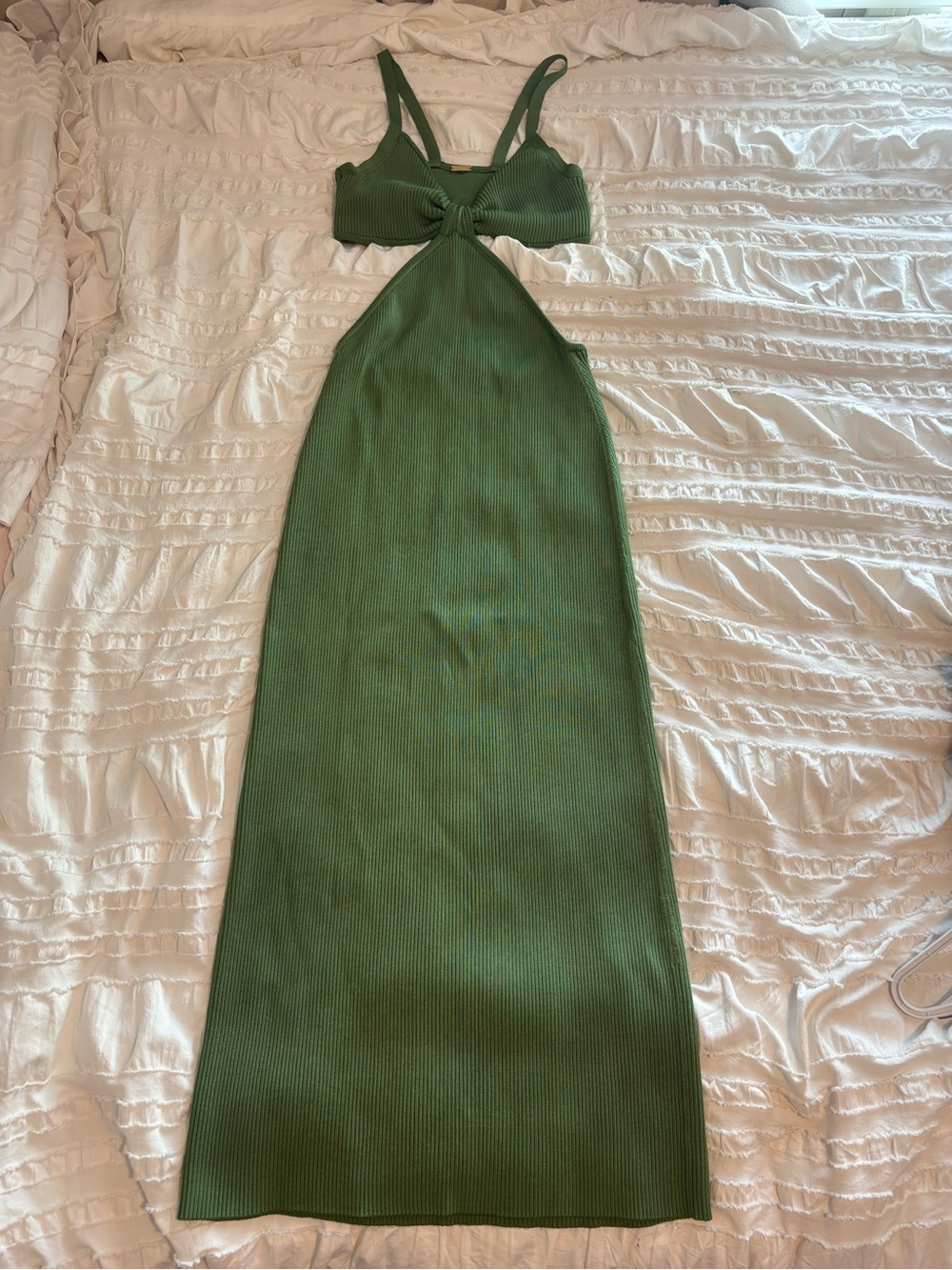 Cult Gaia Serita Cutout Ribbed Knit Midi Dress Basil Green Size Medium - Picture 7 of 13